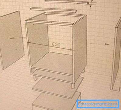 Цурбстоне испод судопера у кухињи с властитим рукама - цртеж-шема
